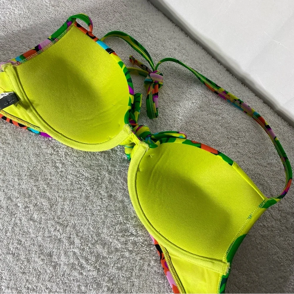 Aerie Vibrant Floral Halter Bikini Top With Underwire 34B - Picture 13 of 13